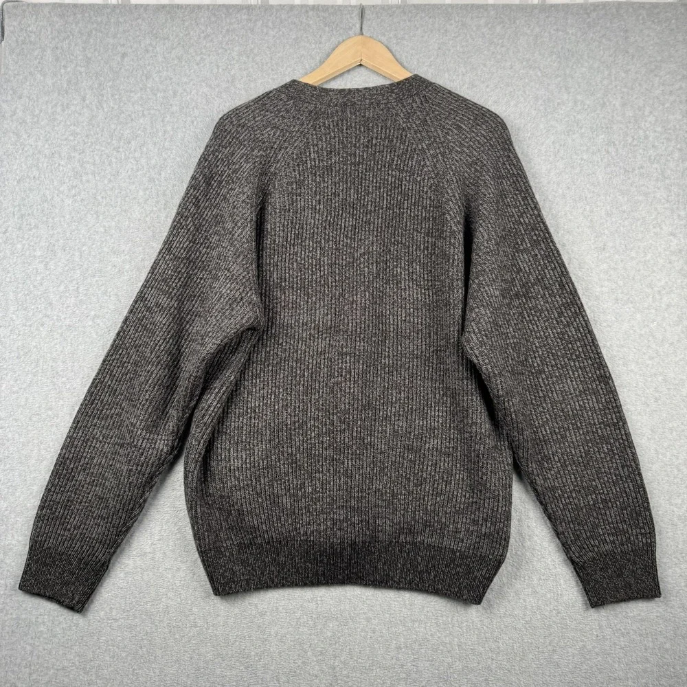 Towncraft Cardigan Sweater‎ Mens Large Gray Grandpa Ribbed Knit V-Neck Button Up